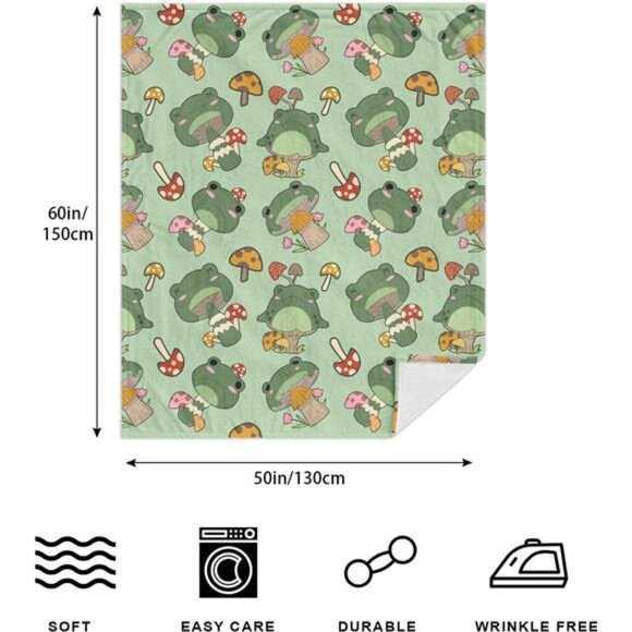 Cute Frog Blanket Gifts for Frog Lovers Soft Frog Mushroom Throw Blanket - Picture 2 of 8